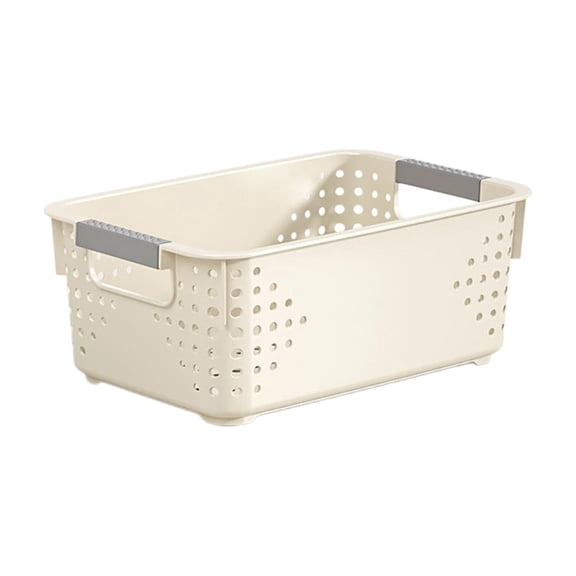 Extra Large Plastic Storage Bin with Handle – Stackable Organizer Bins for Home, Kitchen, Bathroom & Closet – Durable, Lightweight, Deformation-Resistant Containers for Toys, Clothes White B