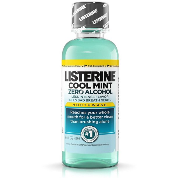 Listerine Cool Mint Zero Alcohol Mouthwash, 3.2 oz (Pack of 3