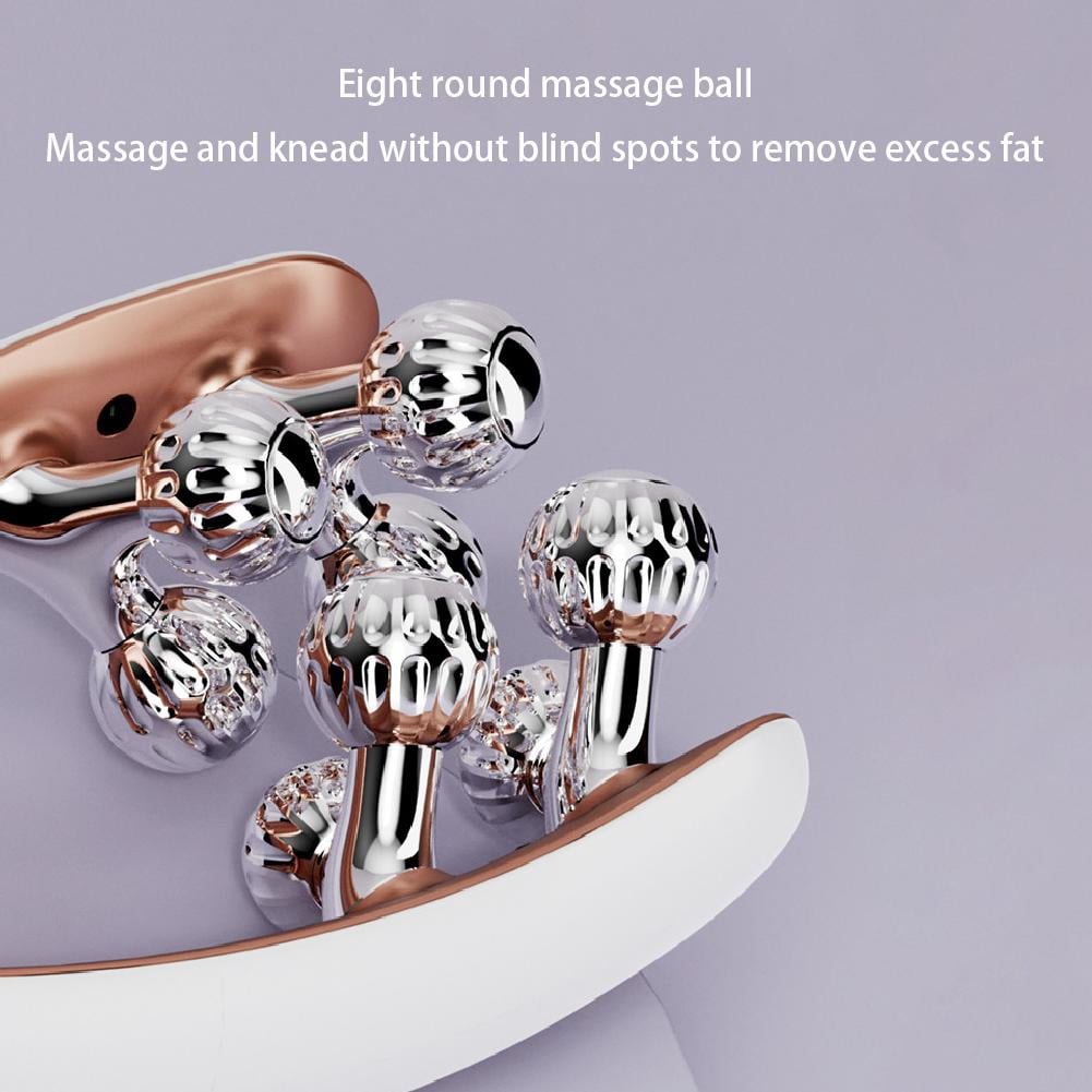 White Microcurrent Facial Roller Massager for Face Lifting & Tightening, RF V-Shape Sculpting Device