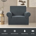 thumbnail image 4 of Stretch Single Sofa Slipcover 1 Piece Couch Sofa Cover Furniture Protector 1 Seater Sofa with Elastic Bottom for Kids and Pets,Jacquard Small Checked Pattern Fabric（with Velcro）, 4 of 10