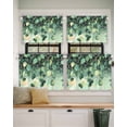 thumbnail image 2 of Polygonal Leaves Short Blackout Curtains 24 Inch Long Gold Green Watercolor Style Rod Pocket Kitchen Curtains, 2 Panels Thermal Insulated Room Darkening Drapes for Bedroom, 30"W x 24"L, 2 of 5