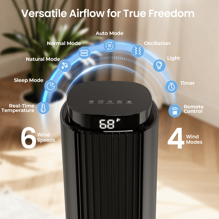KISSAIR 59'' Oscillating Tower Fan, 3 Modes, 8 Speeds, 24H Timer