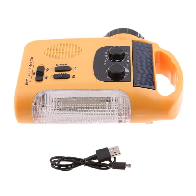 Yinanstore Emergency Dynamo Solar Hand Crank Self Powered AM/FM Radio Flashlight, Charger For Cell Phones , , , Android, Smartphone, USB Device