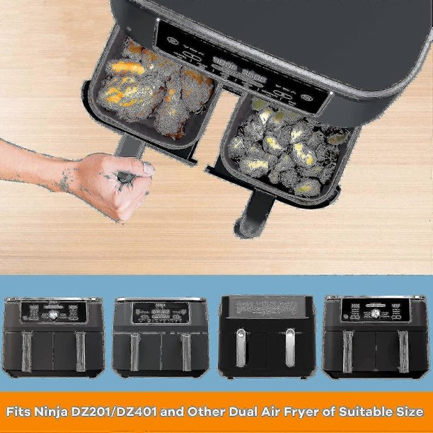 2 Pack Air Fryer Silicone Pot For Ninja Foodi Dz201/dz401 8qt, Reusable Air Fryer Liner For Ninja Dual Air Fryer, Ninja Air Fryer Accessories Replacem