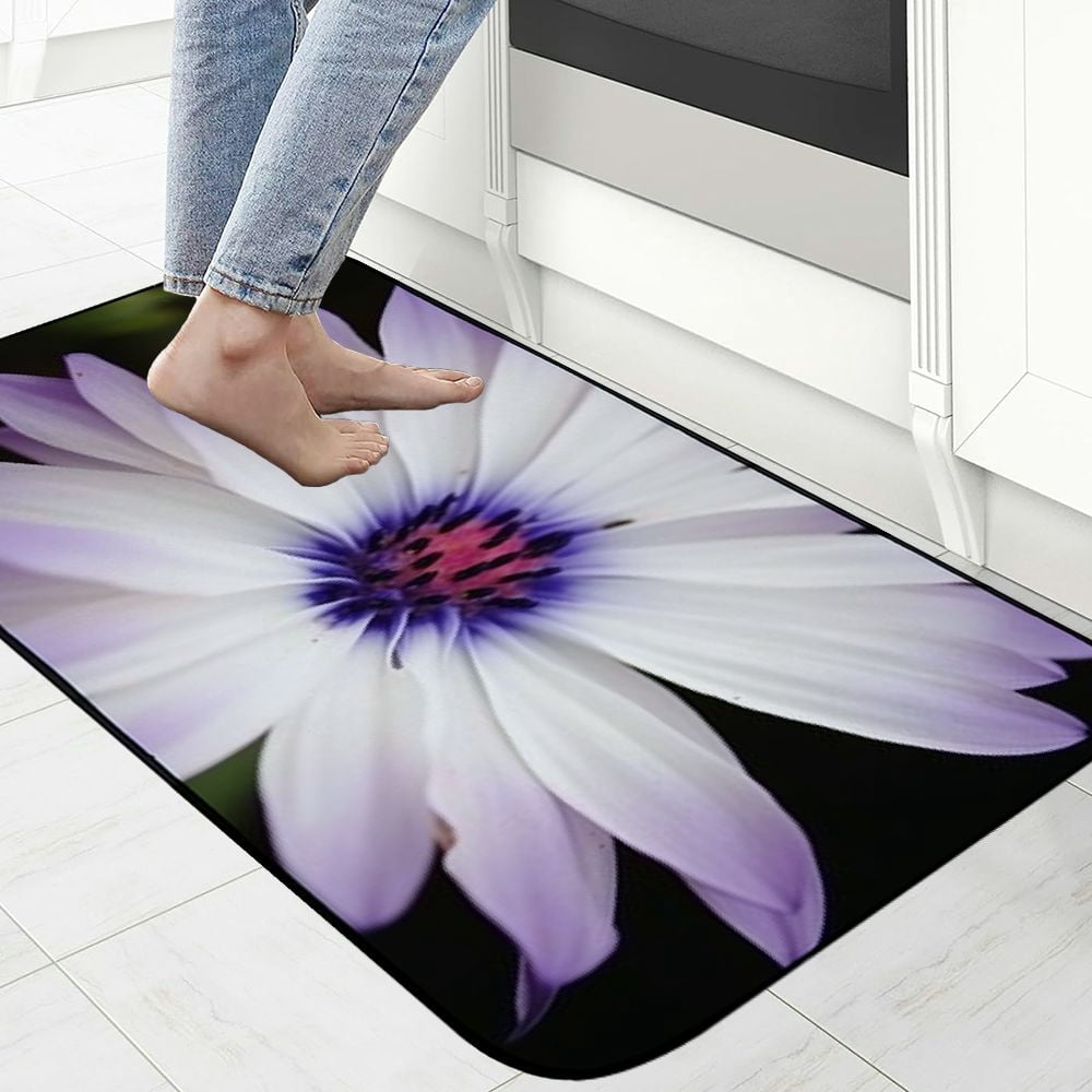 Heduofu Decorative Door Mat, Door Mat with Non-Slip Rubber Backing, Easy Cleaning, Traps Dirt, Rug for Entry, Patio, Garage - Daisy White Flower Plant Nature Flowers Green 19.68*47.24 in