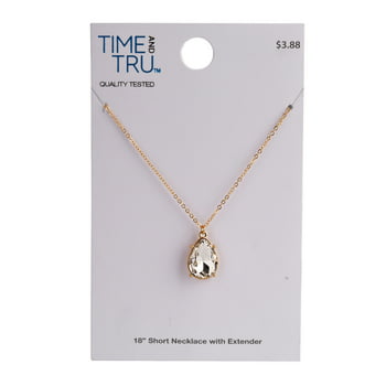 "Time and Tru" Gold Cry Pearshape Pendant Necklace
