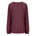 thumbnail image 6 of Lmnyox Long Sleeve Casual Shirts for Women Dressy Fashion Crew Neck Solid Tops Basic Work Tees with Thumbhole, 6 of 9