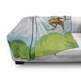 thumbnail image 3 of Cartoon Soft Flannel Fleece Blanket, Monkey Swinging with the Kid Baby Clothes Chimpanzee Jungle Joy Togetherness, Cozy Plush for Indoor and Outdoor Use, 70" x 90", Green Brown Pink, by Ambesonne, 3 of 6