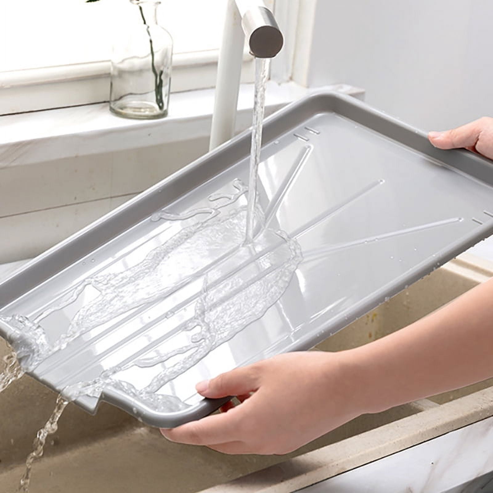 18.9" x 11.8" x 4.3" Dish Drying Rack Space-Saving for Kitchen Counter, Durable Dish Rack with Cutlery Holder for Dishes Knives Spoons Forks