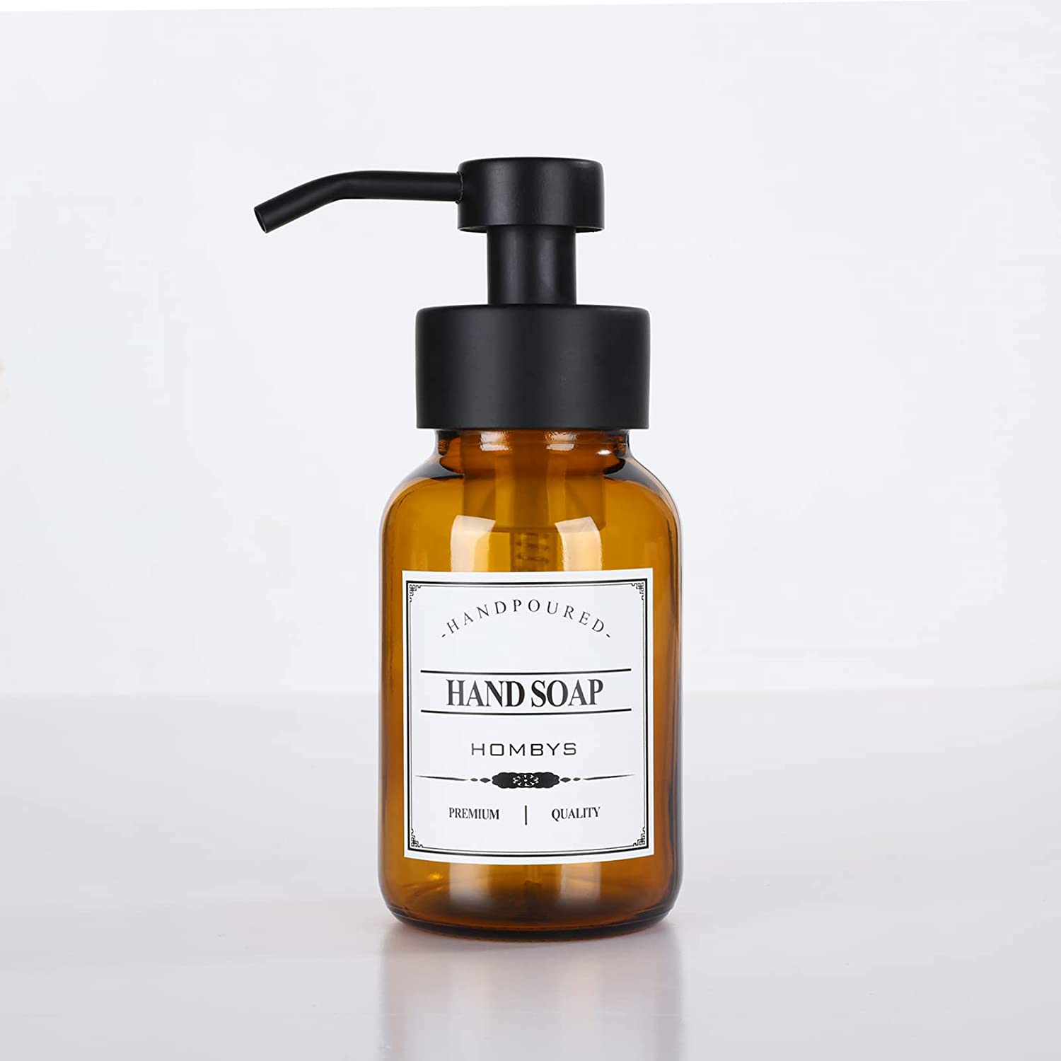 Thick Amber Glass Hand Soap Dispenser Refillable Foaming Soap