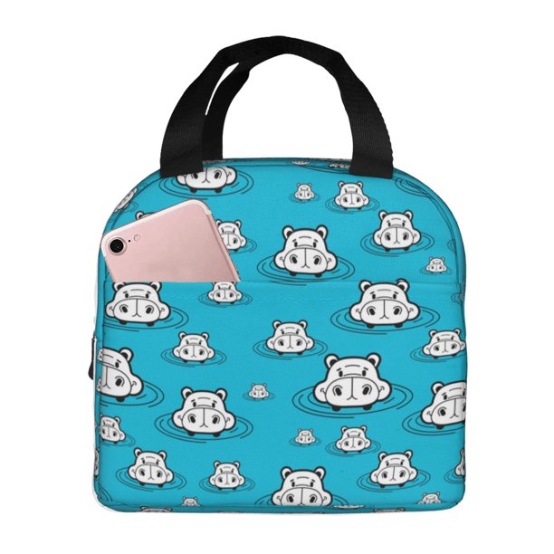 Easygdp Hippo In Water Head Bolsa Térmica Premium - Tela Oxford Impermeable, Gran Capacidad, Bolsillo Frontal, Unisex para Trabajo, Escuela, Actividades al Aire Libre y Picnics