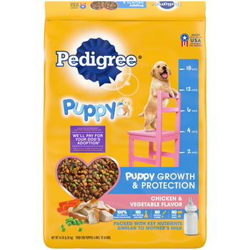 Pedigree Puppy Growth & Protection Chicken & Vegetable Flavor Dry Dog Food for Puppy, 14 lb. Bag