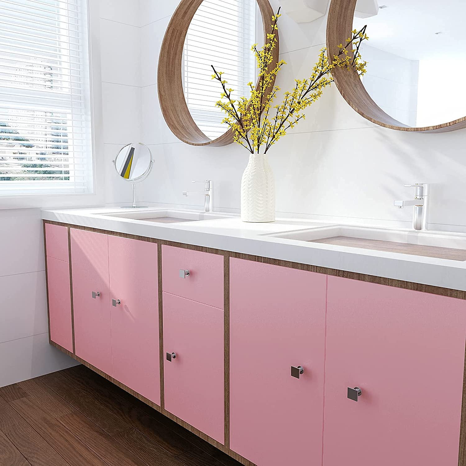 VEELIKE Pink Wallpaper Peel and Stick 15.7''x118'' Self Adhesive Thicken Pink Contact Paper for Bedroom Waterproof Vinyl Film Roll for Walls Cabinet Dresser Shelf Drawer Liners Living Room
