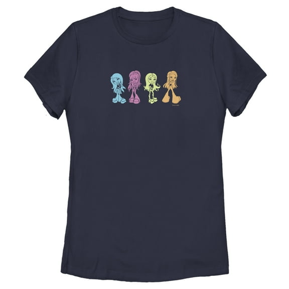 Women's Bratz Rainbow Crowd  Graphic Tee Navy Blue 2X Large
