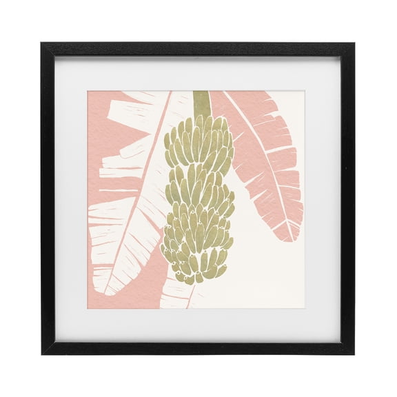 Stupell Industries Contemporary Banana Bunch Amid Pink Leaves Black Framed Print Under Glass, 13 x 13, by Yuyu Pont
