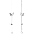 thumbnail image 6 of Sterling Silver Butterfly Threader Earrings Dangle Chain for Women Teens Pearl Long Dangle Earrings Tassel, 6 of 10