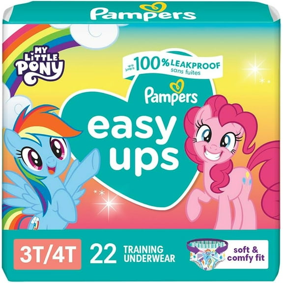 Pampers Easy Ups Girls Training Pants Jumbo Pack, 3T to 4T, 22 Ea, 6 Pack