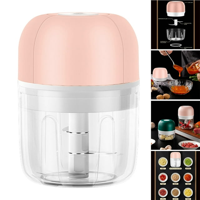 pica de eléctrico Molinillo de de ámbrico de alimentos y pica de alimentos recargable por USB 3 Cuchils 250ml Rosa Macarena Picadora de ajo eléctrica