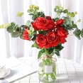 thumbnail image 3 of Rosa Artificial Rosas de Seda Roja con Ramo de Flores de Tallo DecoracióN para el Hogar Fiesta de Boda, Paquete de 10 (Rojo), 3 of 5
