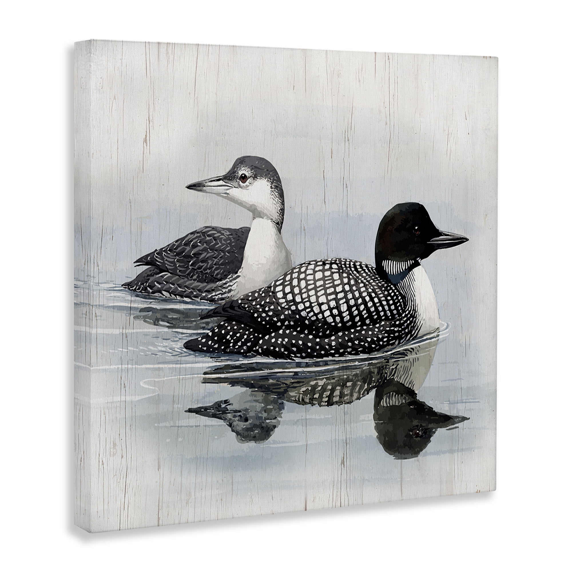 Stupell Industries Traditional Loons Wading Animals Painting Wrapped Canvas Art Print Wall Art, 17 x 17