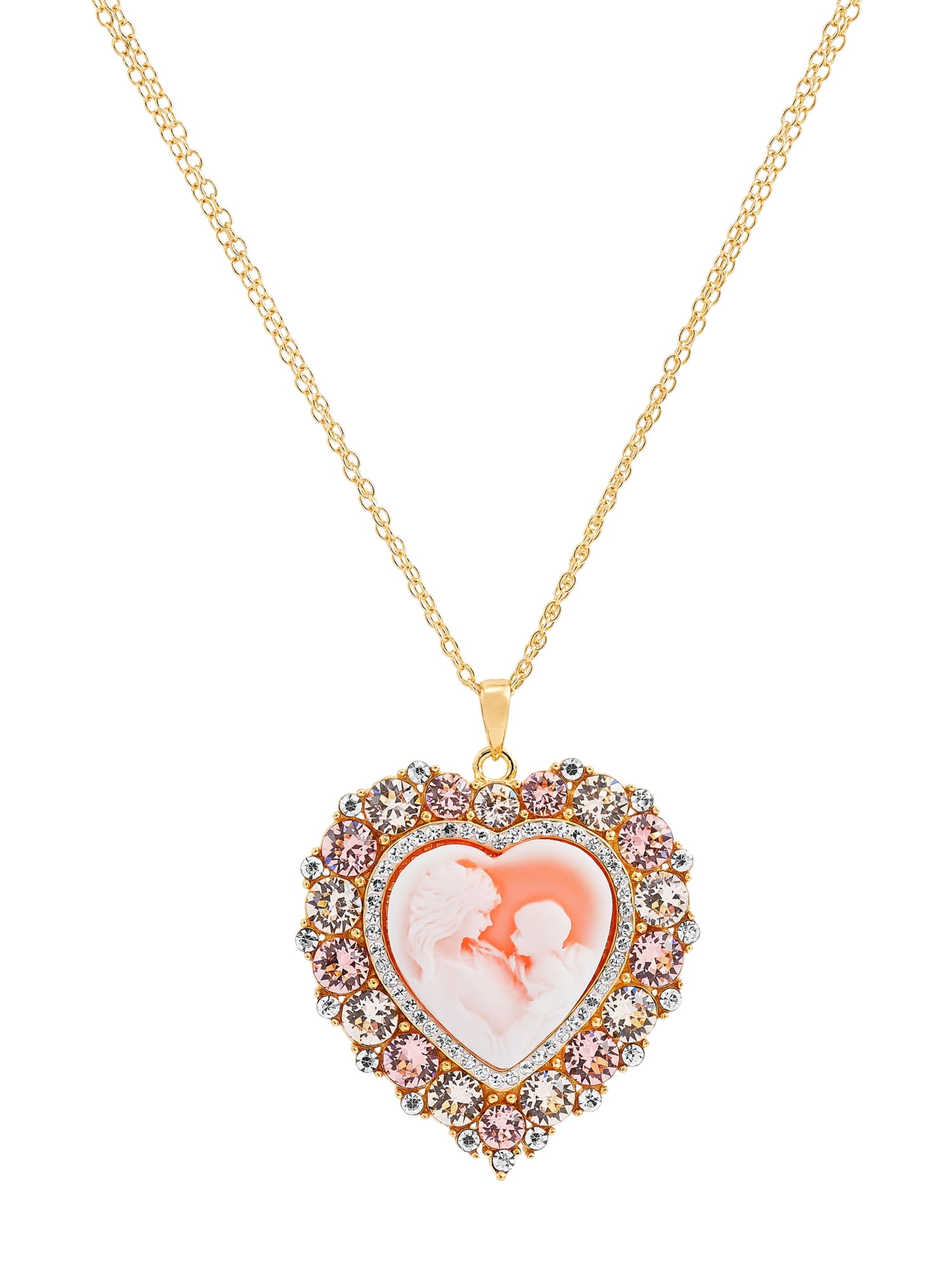 Oval Shape Red CZ Stones 18K Rose Gold Plated Necklaces & Pendants For Women 