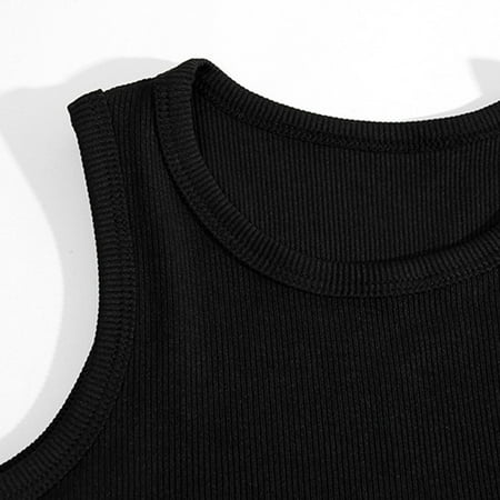 

kpoplk Tshirts For Toddler Toddler Kids Girls Dance Tank Top Racerback Crop Tank Top Sleeveless Sports Dance Top Tshirt Kids(Black)