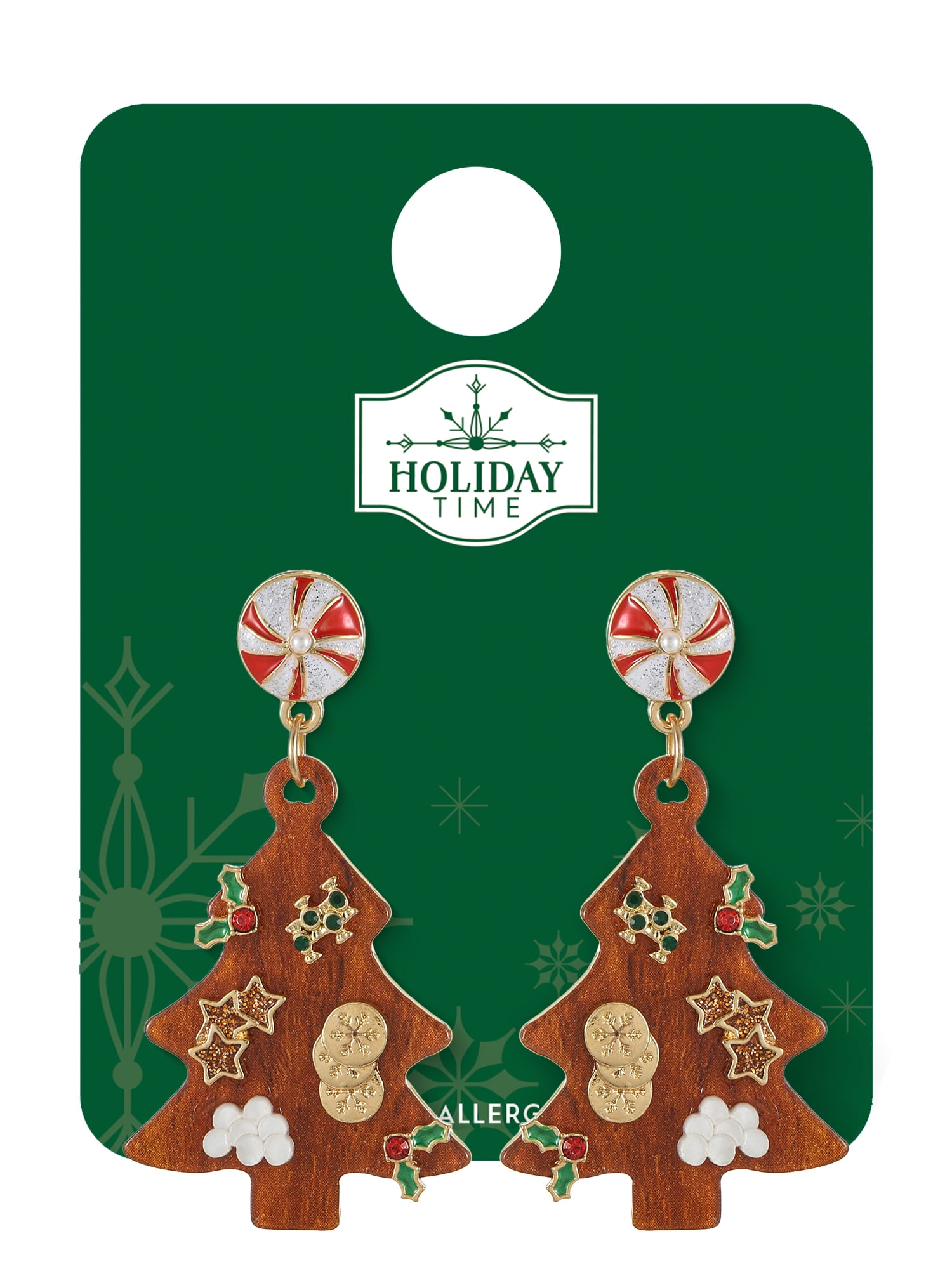 Holiday Time Christmas Tree Charcuterie Motif Earrings, 1 Pair