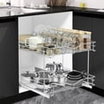 thumbnail image 4 of FULGENTE Pull Out Cabinet Pots and Pans Organizer 17" W x 18" D 2 Tier Wire Basket for Lid Cookware Drawer Slide Out Kitchen Cupboard Organization Shelves Shelf for Pantry Roll Out Storage, 4 of 10
