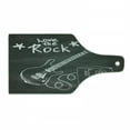 thumbnail image 1 of Guitar Cutting Board, Love the Rock Music Themed Sketch Art Sound Box and Text on Chalkboard, Decorative Tempered Glass Cutting and Serving Board, Wine Bottle Shape, Charcoal Grey White, by Ambesonne, 1 of 1