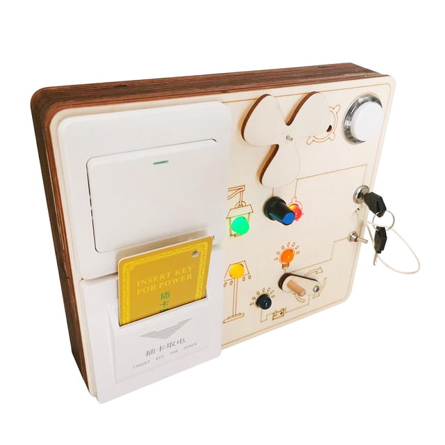 Tablero de actividades de madera enchufe enchufe interruptor eléctrico juguete de desarrollo habilidades motoras finas juguetes educativos para edades perfke cambiar el tablero ocupado