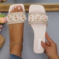 thumbnail image 6 of Women's Summer New Large Size Flower Slippers Women's Flat Casual One Beach Slippers Summer Sandals Beige 39, 6 of 8