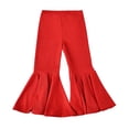 thumbnail image 3 of EnJoCho Toddler Girls Baggy Bell-Bottom Pants Loose Wide Leg Elastic High Waist Ruffled Flared Trousers Little Girls Soft Knit Flared Pants Elastic High Waist Bell Bottom Pants, 3 of 7