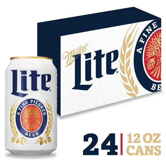 Miller Lite Beer, 24 Pack, 12 fl oz Aluminum Cans, 4.2% ABV, Domestic Light Lager
