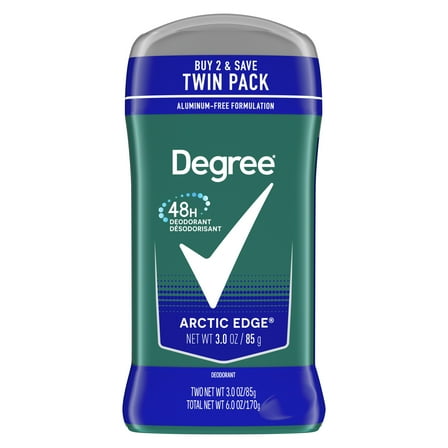 (2 pack) Degree Long Lasting Men's Deodorant Stick Twin Pack, Arctic Edge, 3 oz