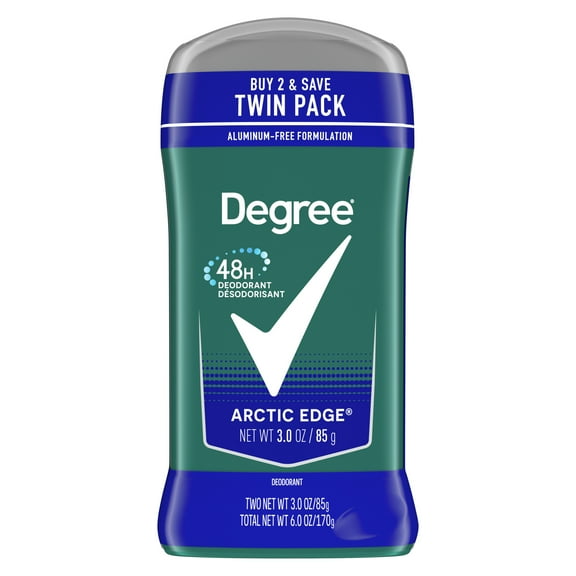 Degree Long Lasting Men's Deodorant Stick Twin Pack, Arctic Edge, 3 oz