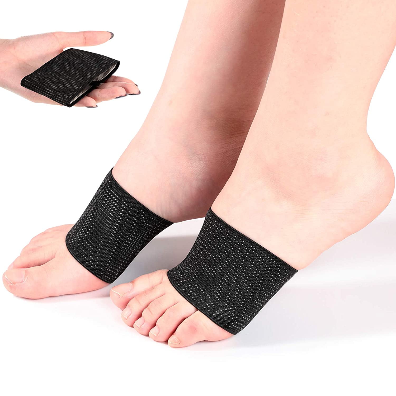 ALUED 2 Pairs Compression Arch Support Sleeves, Sports Bandage Plantar ...