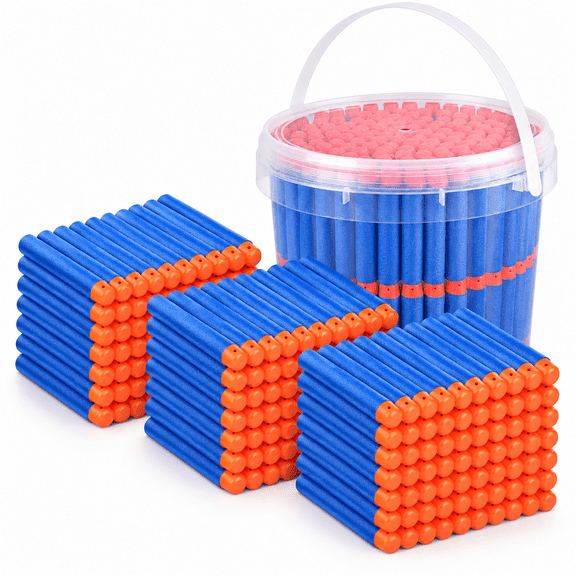 Leafnora Refill Darts Bullets Compatible with Nerf N-Strike Elite Series,300Pcs Refill Darts Premium Foam Bullets Pack with Portable Storage Bucket,Versatile Bullets
