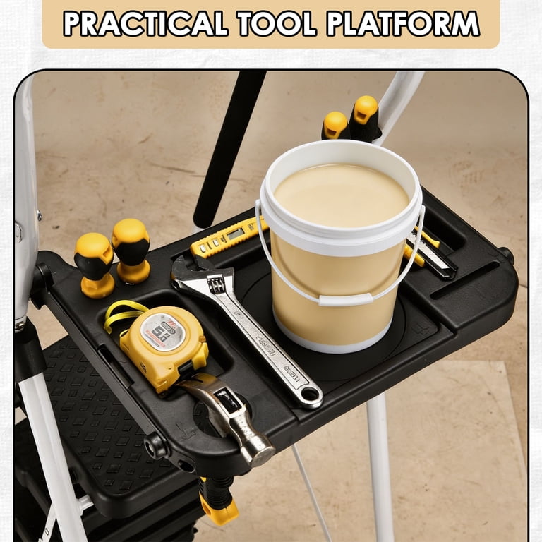 LevLad 5 Step Ladder with Tool Tray, 330 lb Capacity, White photo 6