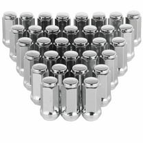 32 Chrome Bulge Acorn Lug Nuts 2" Inch Compatible with Ford Compatible with Dodge Ram Truck 1/2x20 Or 1/2 Inch