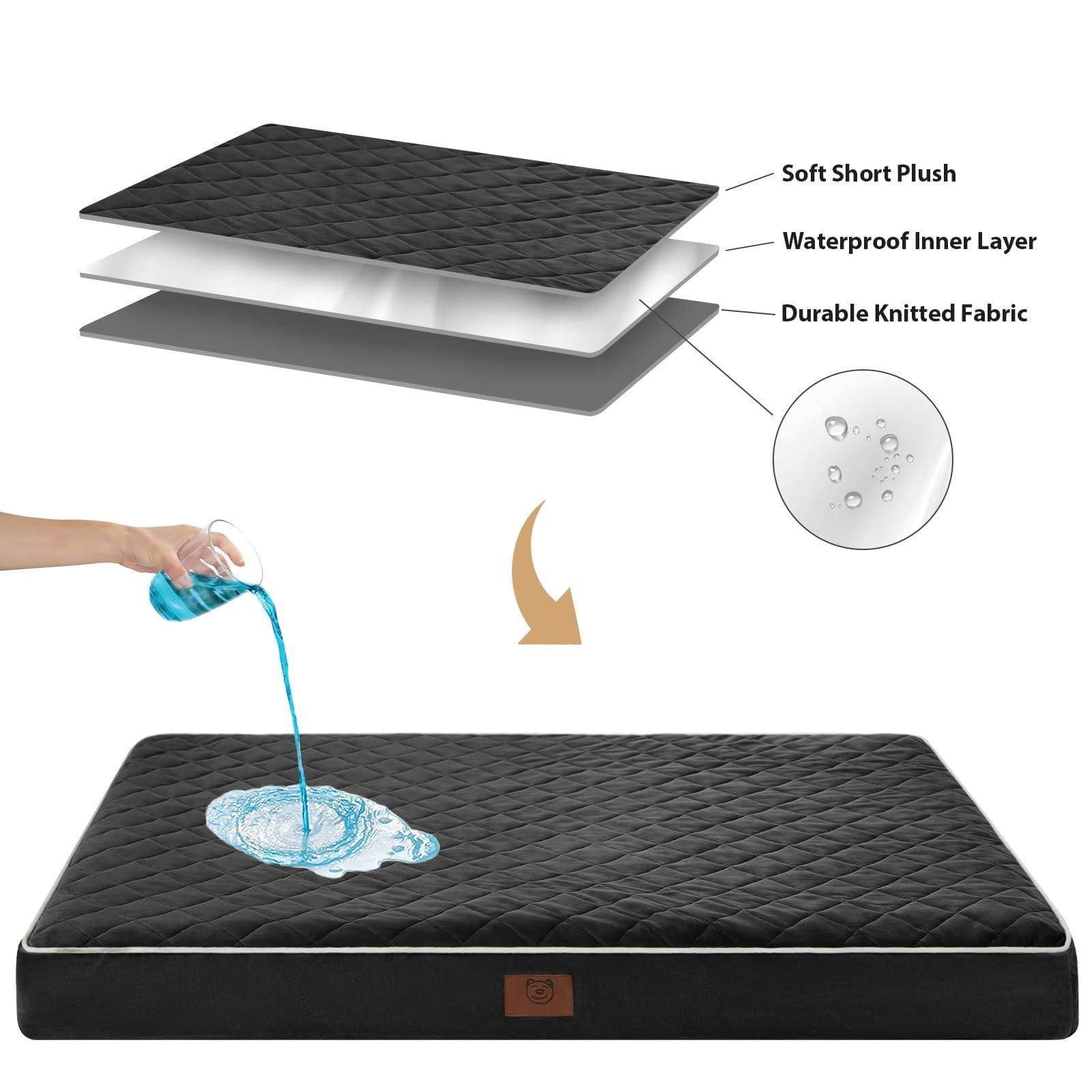 Big Dog Beds Large Sized  Waterproof Extra Dogs Bed With Removable Washable Cover Multi-needle Quilting Crate