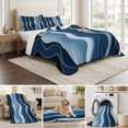 thumbnail image 6 of Queen Quilt Set 90''x96'', Abstract Blue Moire Lightweight Bedspread Coverlet with 2 Pillow Shams, Gradient Coastal Ocean Geometric Waves Breathable All Season Quilt Bedding for Bedroom/Guest Room, 6 of 9