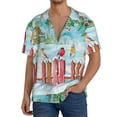 thumbnail image 3 of KLL Christmas Birds Print Men's Shirt Short Sleeve Button Down Summer Cuba Beach Shirts- 3X-Large, 3 of 7