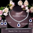 thumbnail image 6 of Silver Plated Blue CZ Drop Wedding Necklace Earrings Ring Bracelet Jewelry Set, 6 of 9