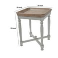 thumbnail image 5 of 25 Inch Square End Side Table, Fir Wood, Natural Brown, Antique White- Saltoro Sherpi, 5 of 5