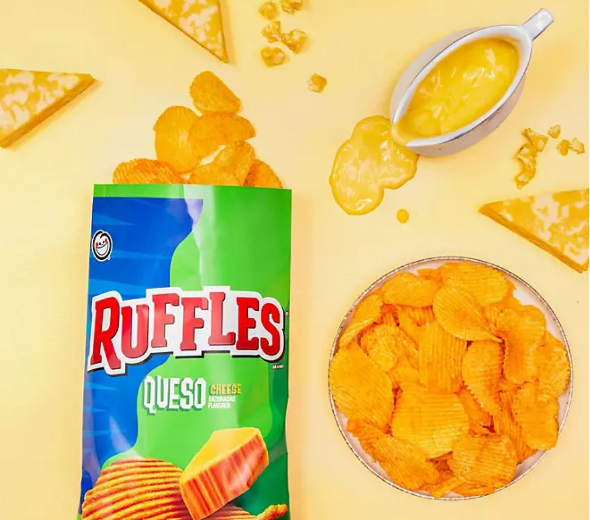 Ruffles Potato Chips, Queso, 2.125 Ounce Bag (Pack of 8) Value Pack Bundled by SUPERDEALS with Mystery Gift