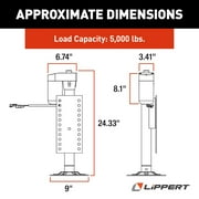 Lippert Ground Control® Automatic 5th Wheel RV Leveling System Rear Hall Effect Jack - Left Leg #305339