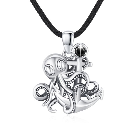 AOVEAO Anchor 925 Sterling Silver Necklace Octopus Pendant Necklaces Jewelry Birthday Xmas Gifts for Men Women Son