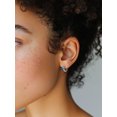 thumbnail image 2 of Pendientes de aro de plata de ley con piedras natales Silvora para mujer. Diamantes creados. Delicada joya de regalo para cumpleaños o Navidad, 2 of 8