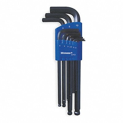 

WESTWARD 2CYC5 9 Pc. Metric Ball End L-Shaped Hex Key Set