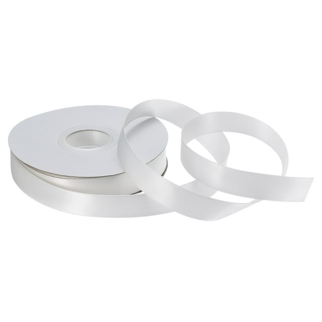Unique Bargains 5/8 Inch 50 Yard Satin Ribbon Grosgrain Thin Solid Silk Wedding Bouquet Ribbon for Gift Wrapping Pure White